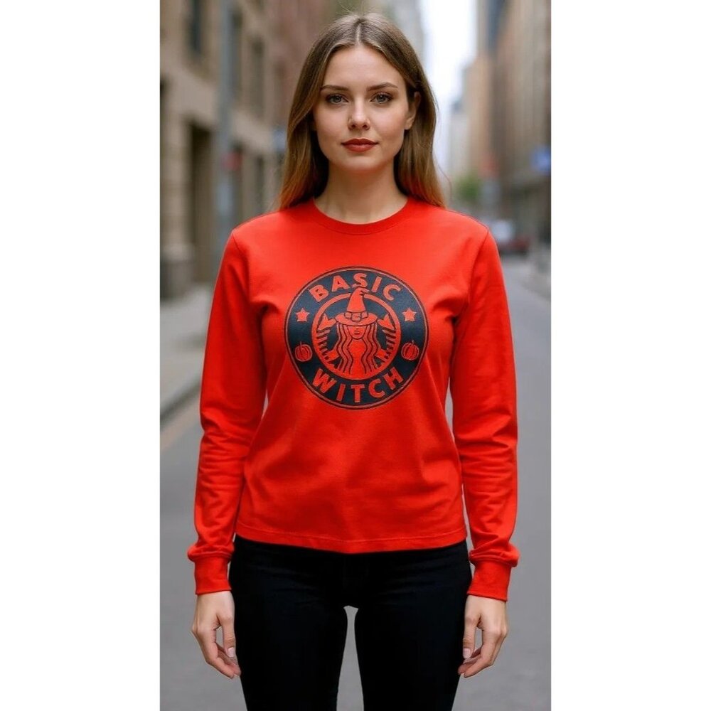 Sheshow Basic Witch Sweatshirt Medium Orange Hall… - image 3